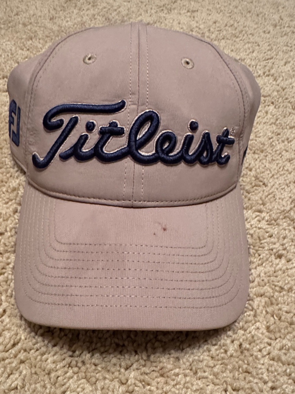 Titleist Beige Golf Cap with Navy Script Logo
